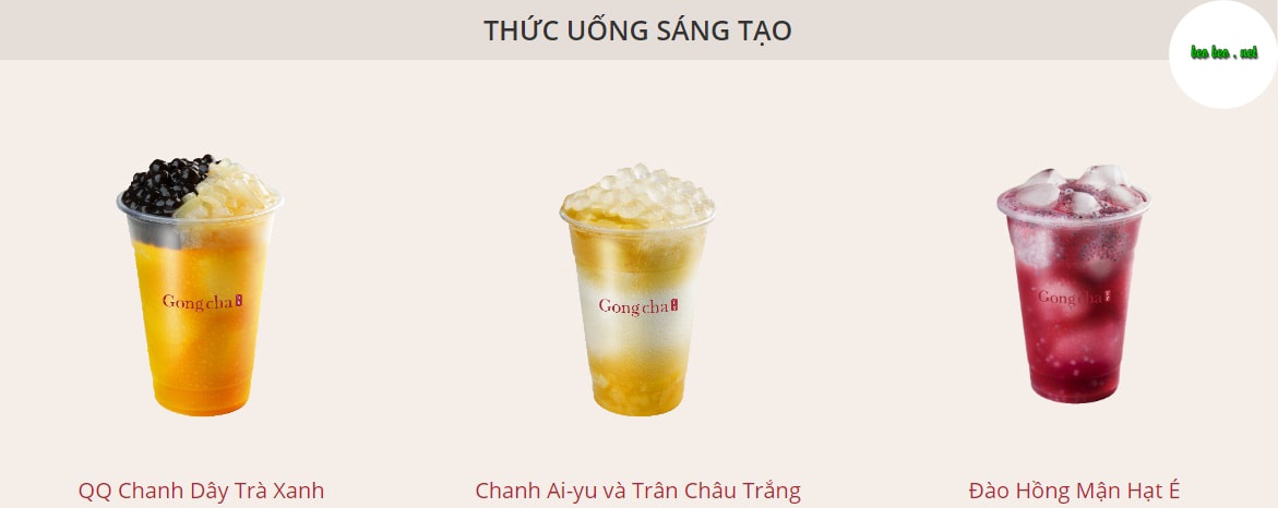 Menu trà sữa Gong Cha sáng tạo