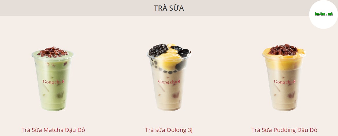 Thực đơn trà sữa Gong Cha